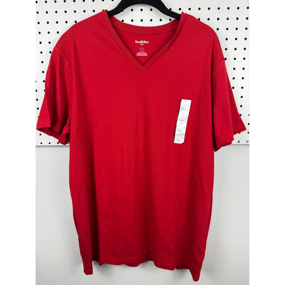 Goodfellow & Co Mens Every Wear V-Neck T-Shirt Red Velvet Standard Fit Large NWT
